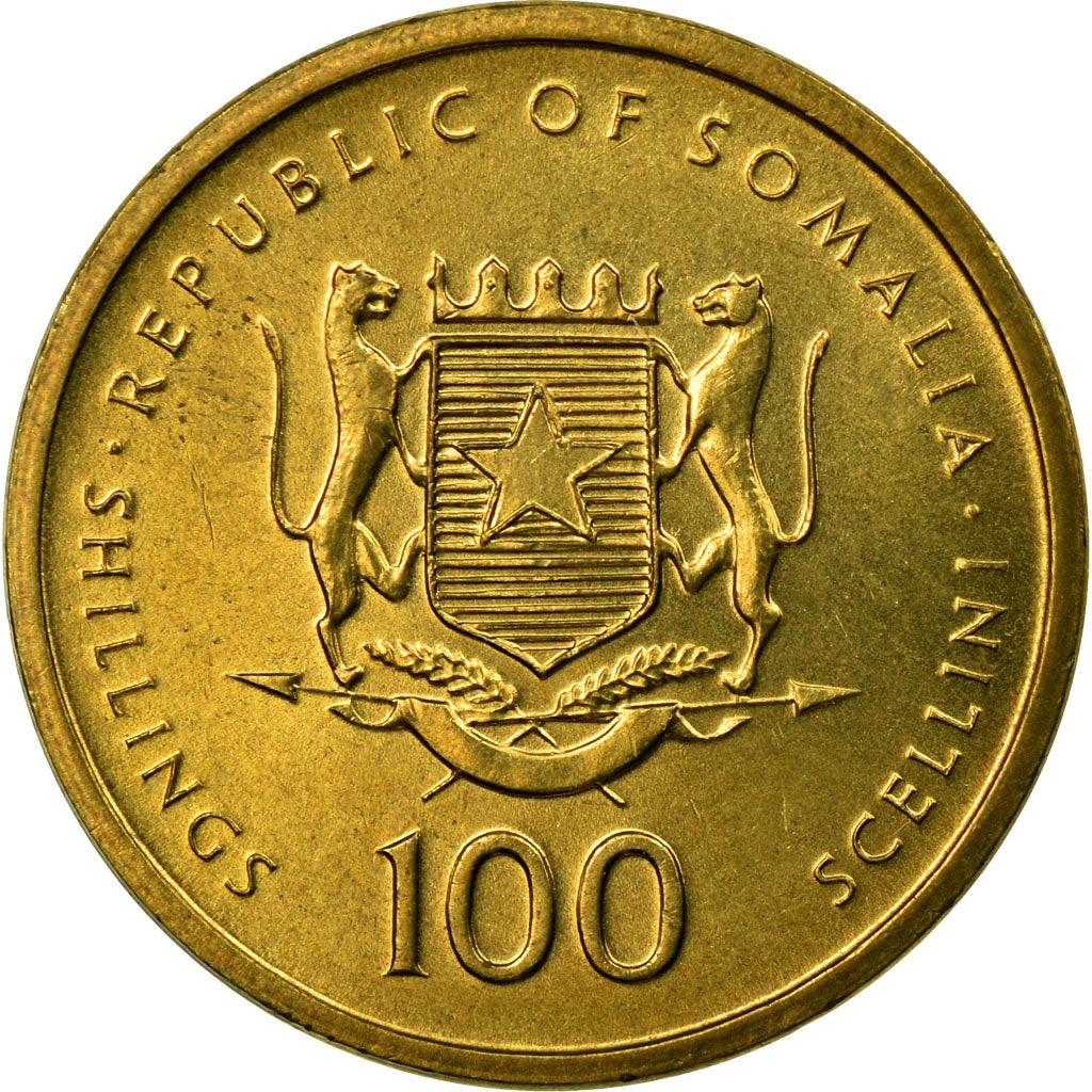 Coin, Somalia, 100 Shillings, 2002, EF(40-45), Brass, KM:112