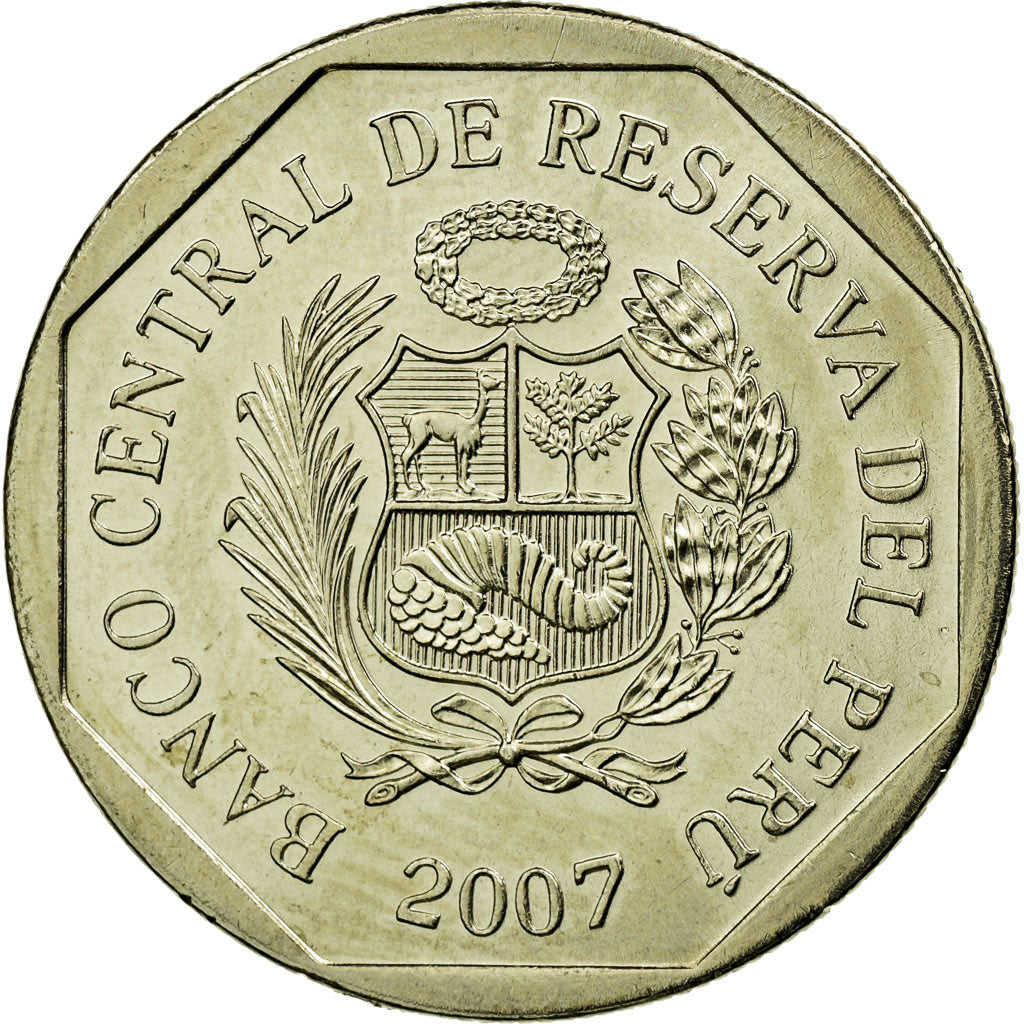 Moneda, Perú, Nuevo Sol, 2007, Lima, EBC, Cobre - níquel - cinc, KM:308.4