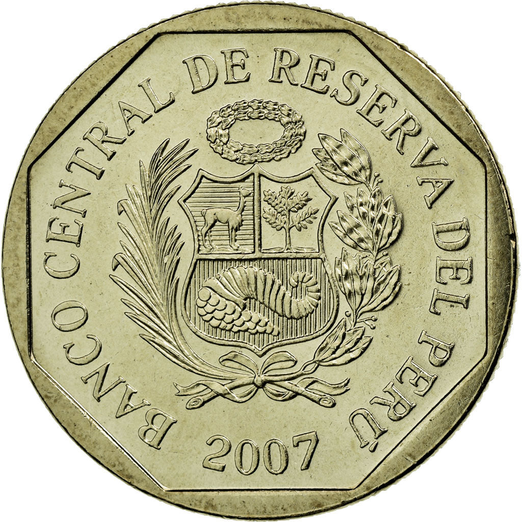 Coin, Peru, 50 Centimos, 2007, Lima, AU(55-58), Copper-Nickel-Zinc, KM:307.4