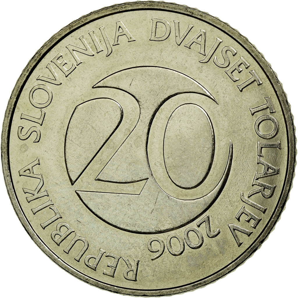 Coin, Slovenia, 20 Tolarjev, 2006, Kremnica, EF(40-45), Copper-nickel, KM:51
