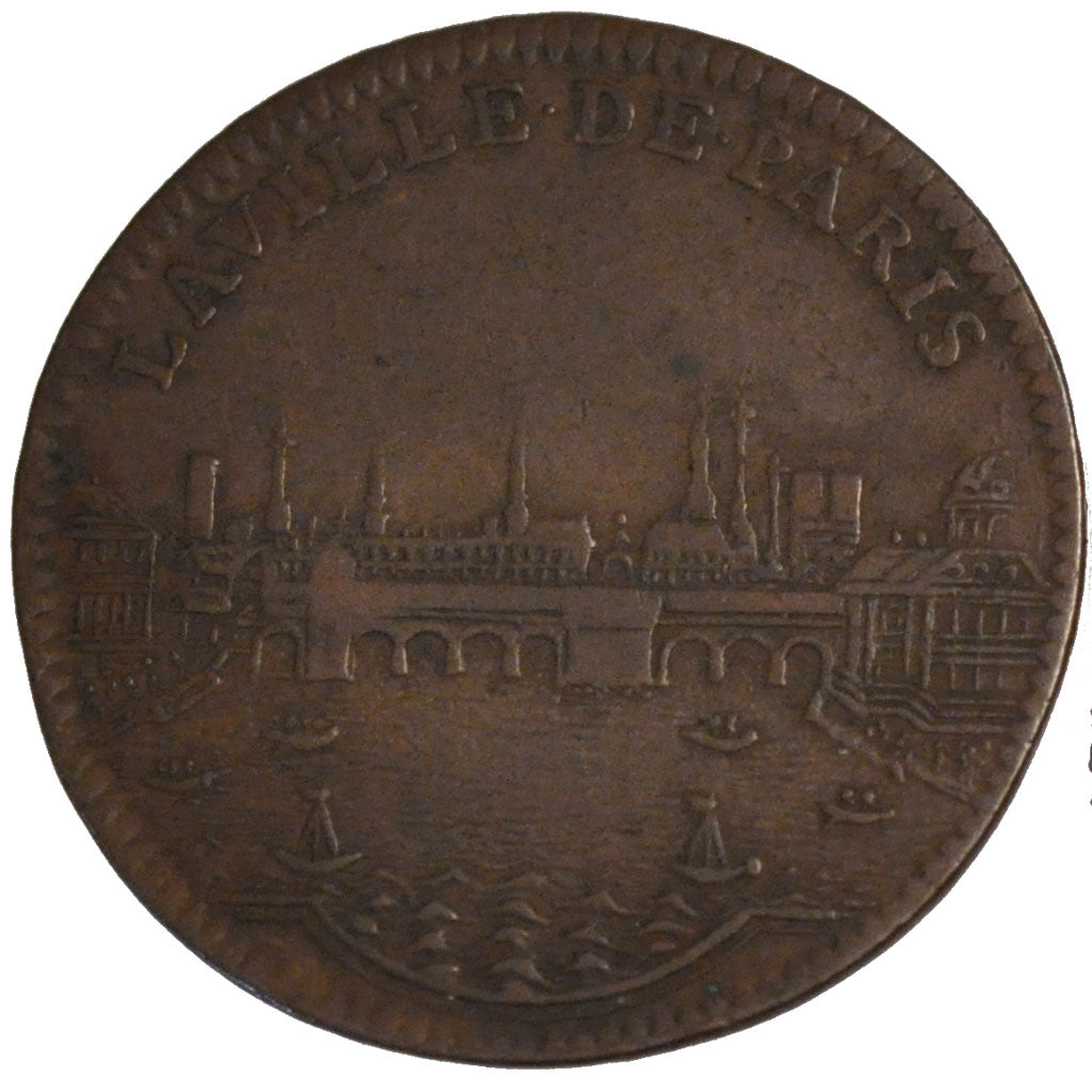 France, Royal, Token, 1715, AU(50-53), Copper, Feuardent #5415, 6.80