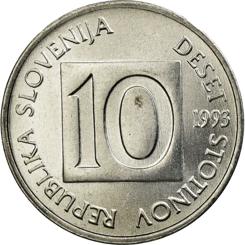 Monnaie, Slovénie, 10 Stotinov, 1993, SUP, Aluminium, KM:7