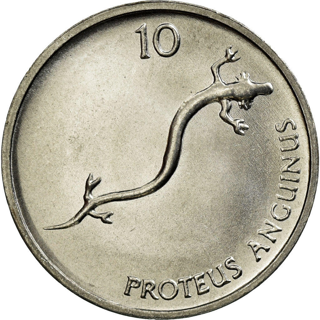 Coin, Slovenia, 10 Stotinov, 1993, AU(55-58), Aluminum, KM:7