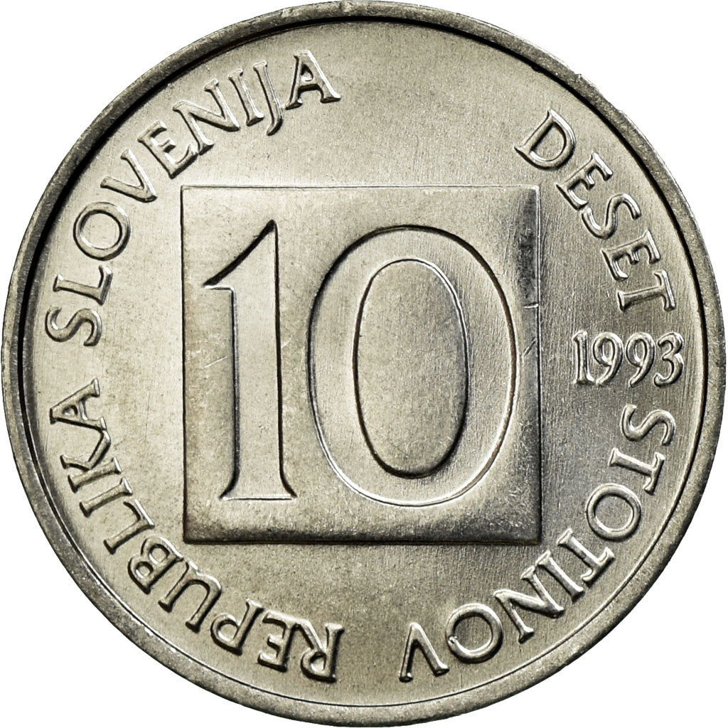 Coin, Slovenia, 10 Stotinov, 1993, AU(55-58), Aluminum, KM:7