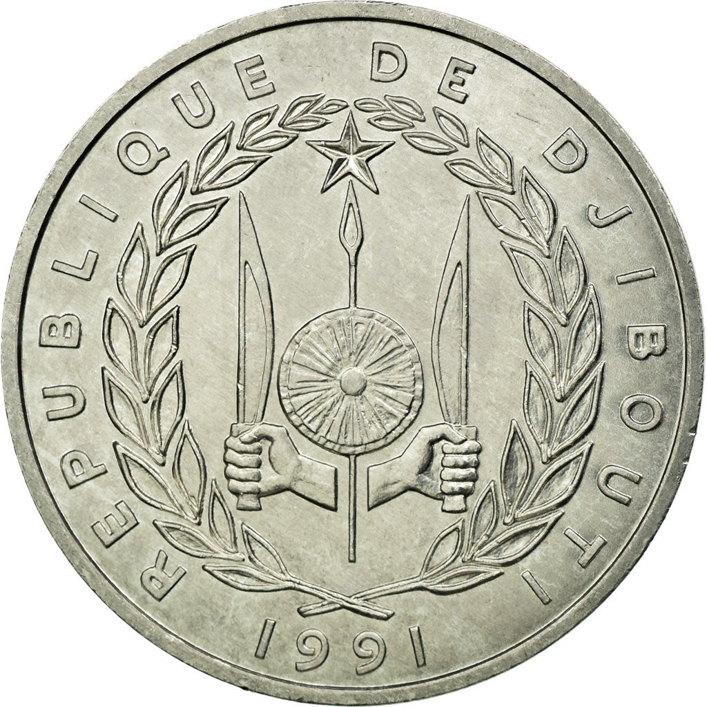 Moneta, Gibuti, 5 Francs, 1991, Paris, SPL-, Alluminio, KM:22
