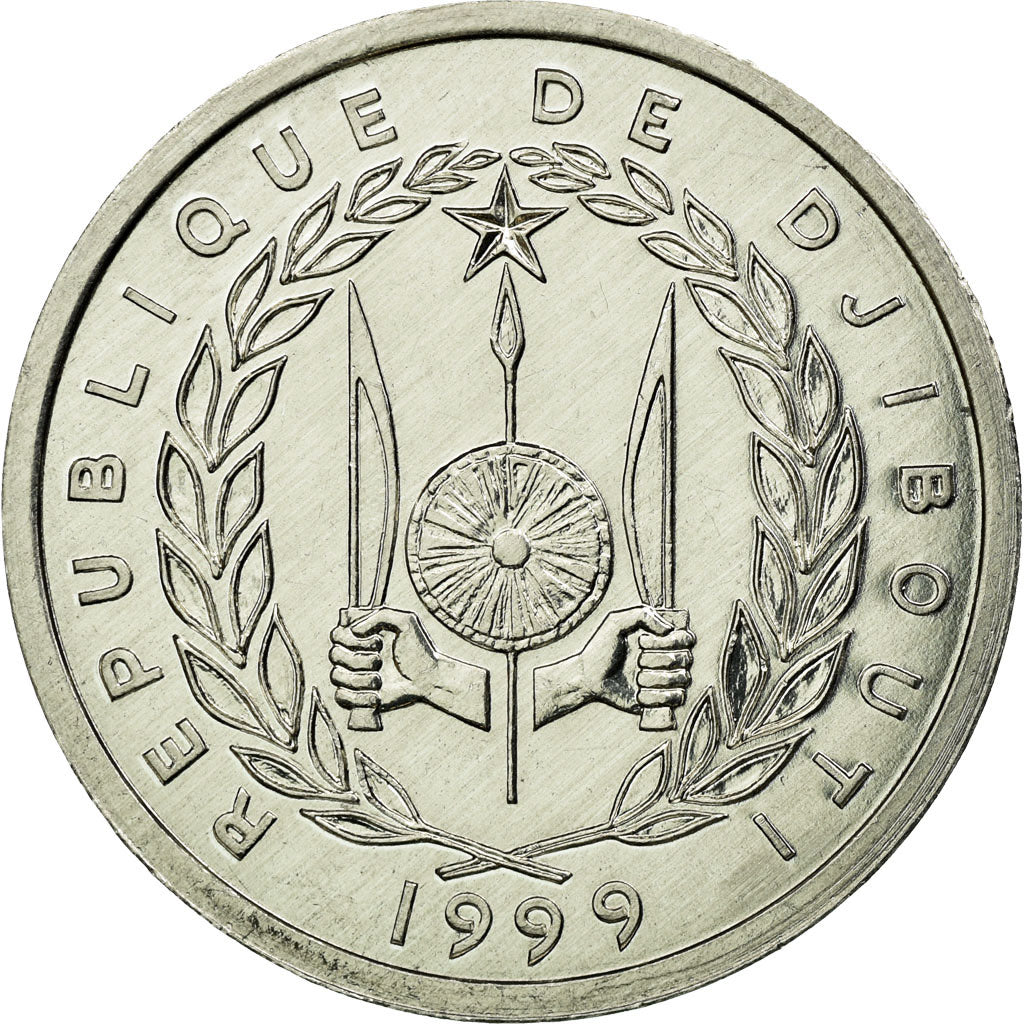 Coin, Djibouti, 2 Francs, 1999, Paris, MS(63), Aluminum, KM:21