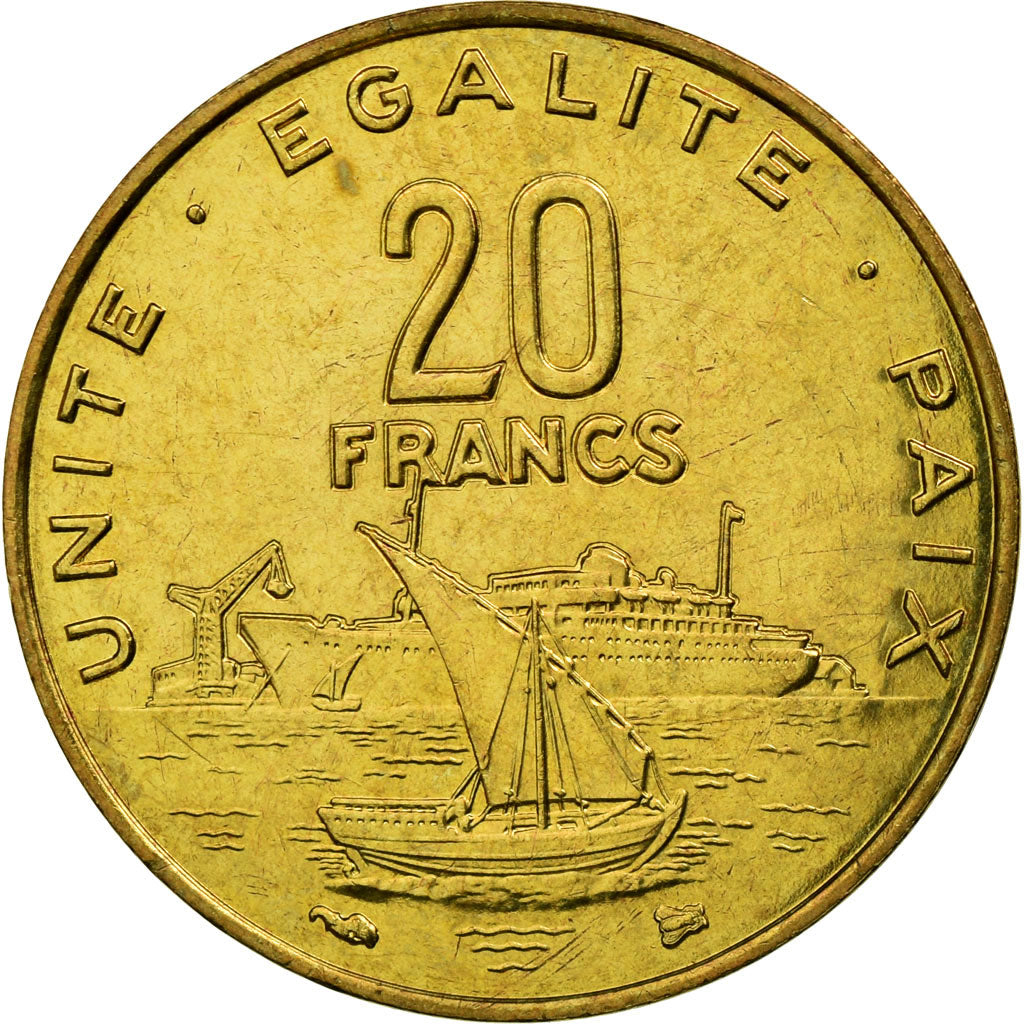 Coin, Djibouti, 20 Francs, 1996, Paris, AU(55-58), Aluminum-Bronze, KM:24