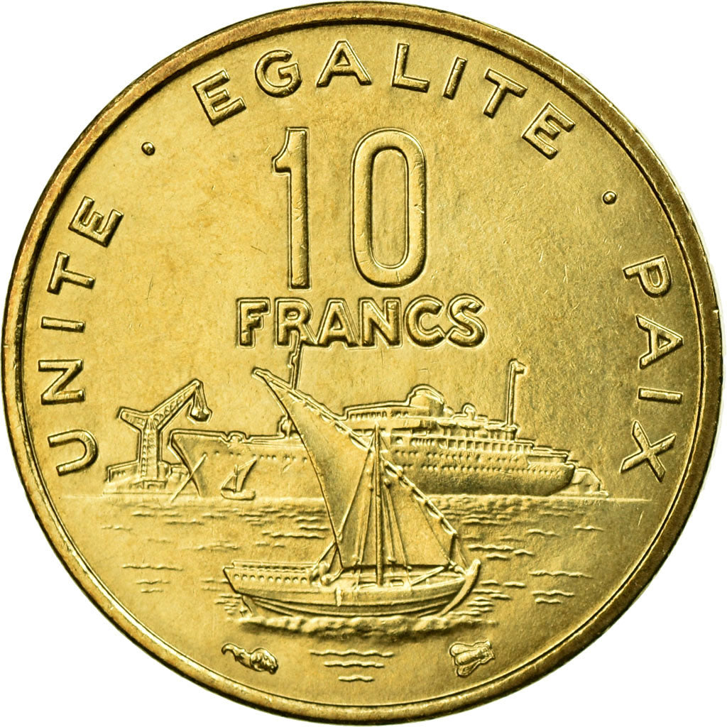 Coin, Djibouti, 10 Francs, 1999, Paris, EF(40-45), Aluminum-Bronze, KM:23