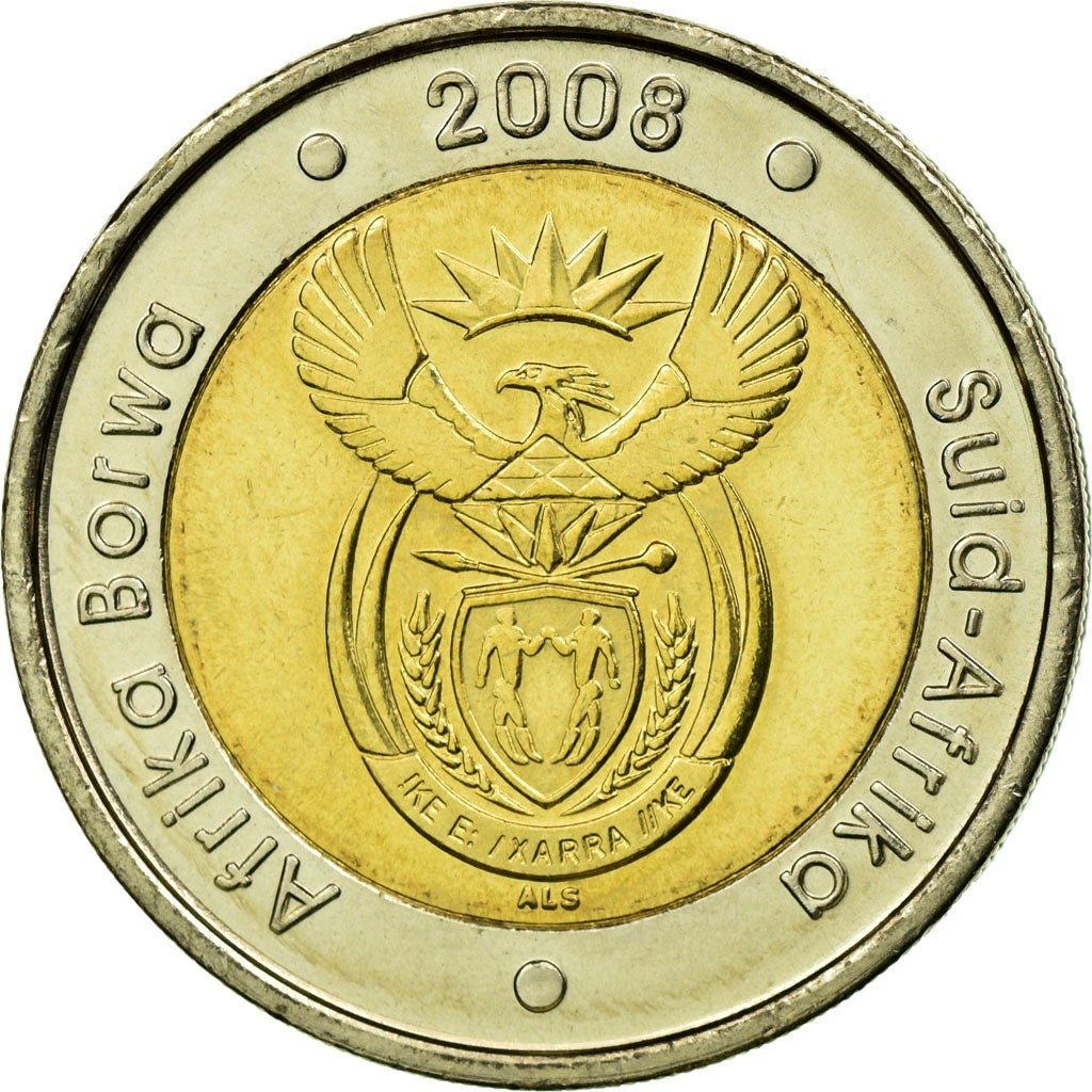 Münze, Südafrika, 5 Rand, 2008, Pretoria, VZ, Bi-Metallic, KM:446