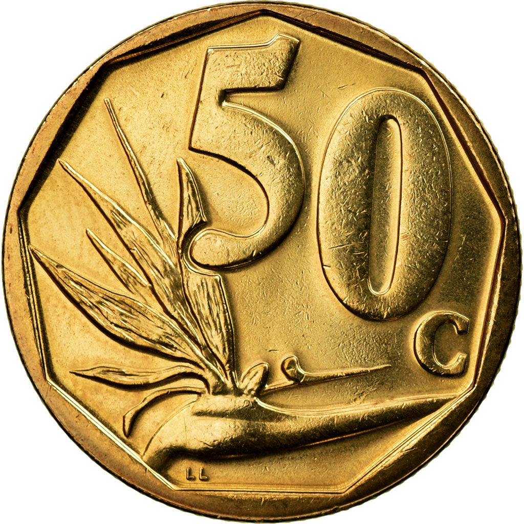 Moneta, Południowa Afryka, 50 Cents, 2008, Pretoria, AU(55-58), Brąz