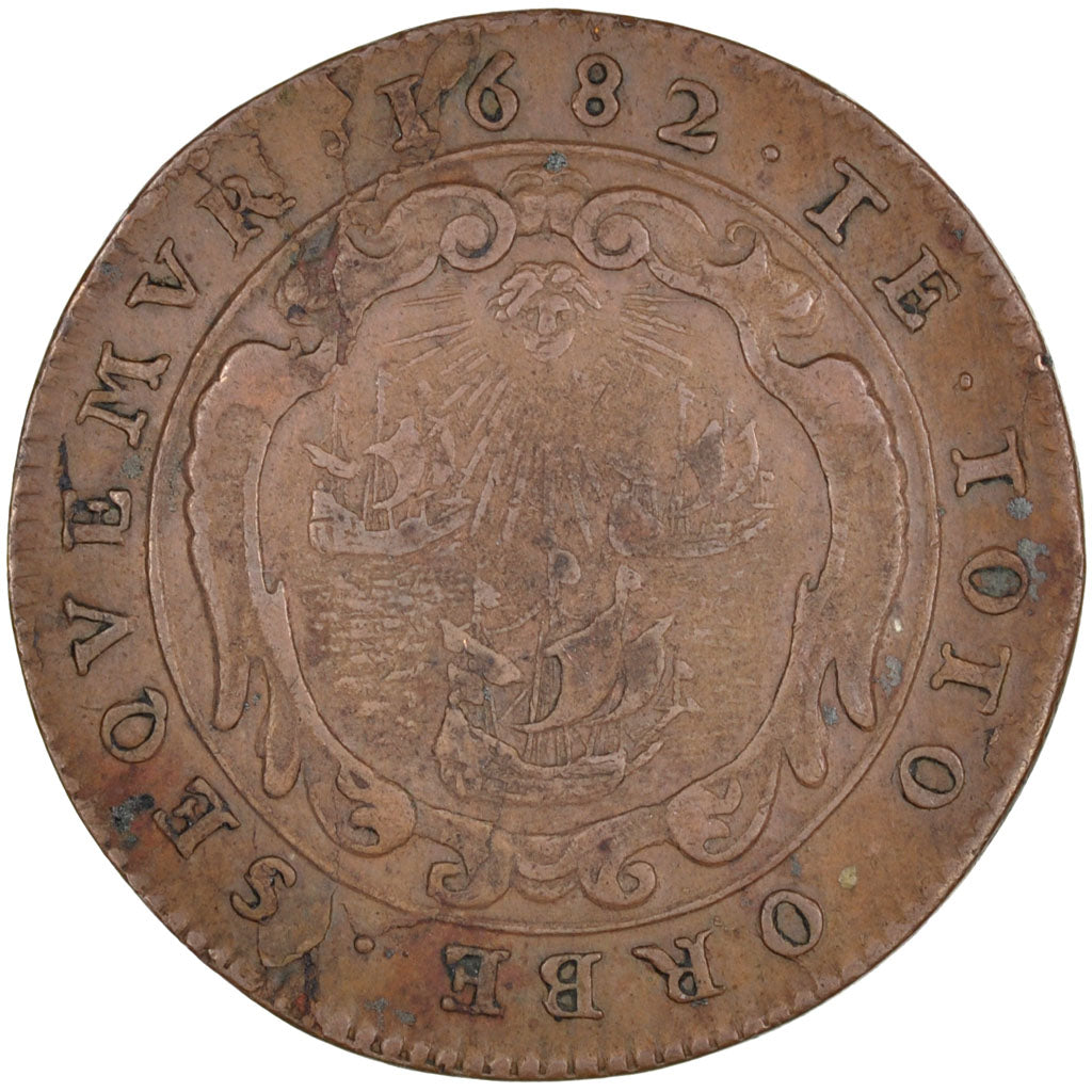 France, Royal, Token, 1682, AU(50-53), Copper, Feuardent #4858, 6.46