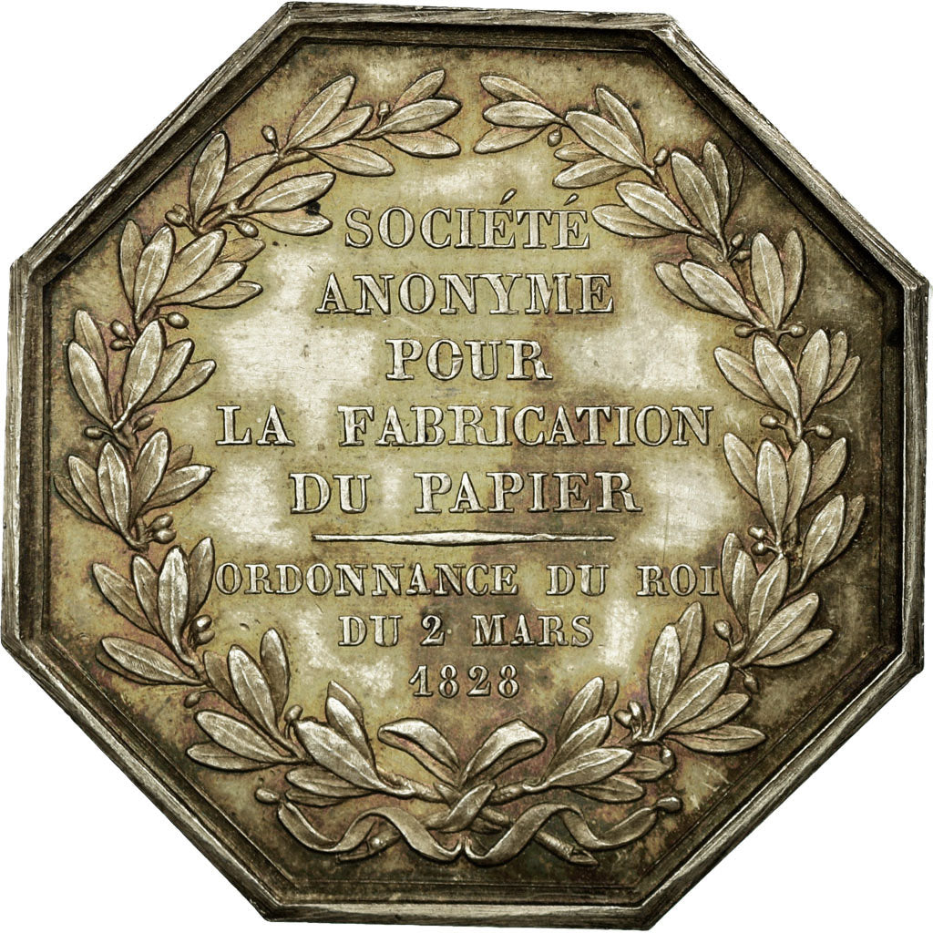 France, Token, Industry, Business & industry, 1828, Barre, AU(55-58), Silver