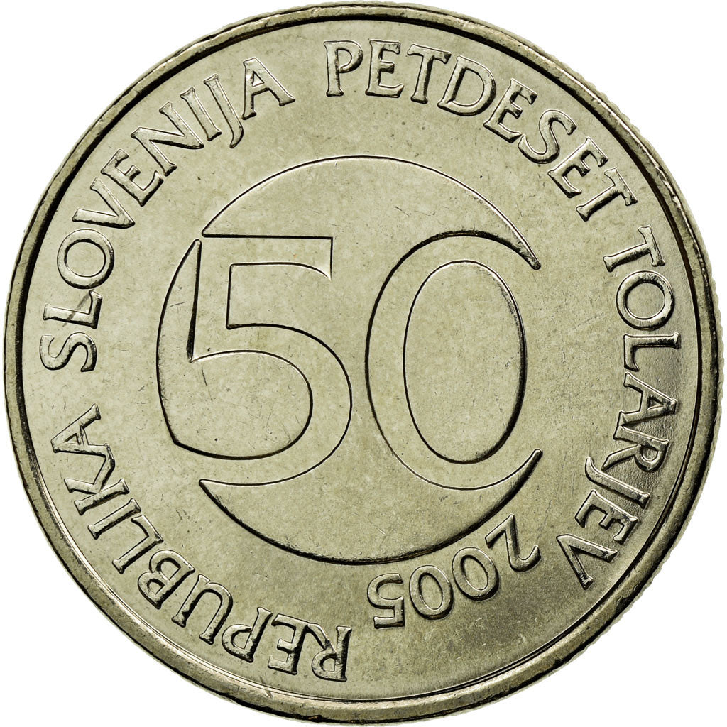 Moneda, Eslovenia, 50 Tolarjev, 2005, Kremnica, MBC+, Cobre - níquel, KM:52