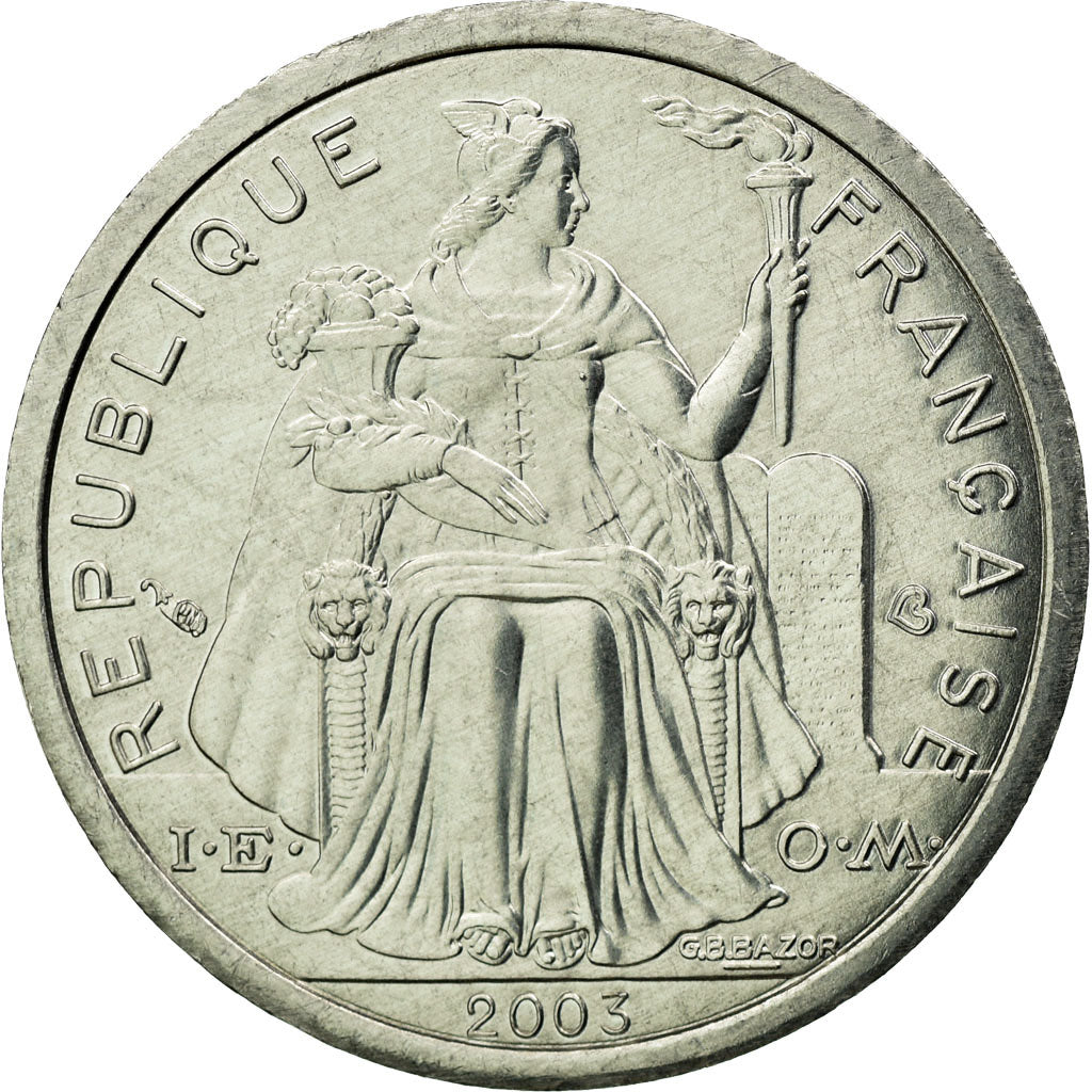 Coin, New Caledonia, Franc, 2003, Paris, AU(55-58), Aluminum, KM:10