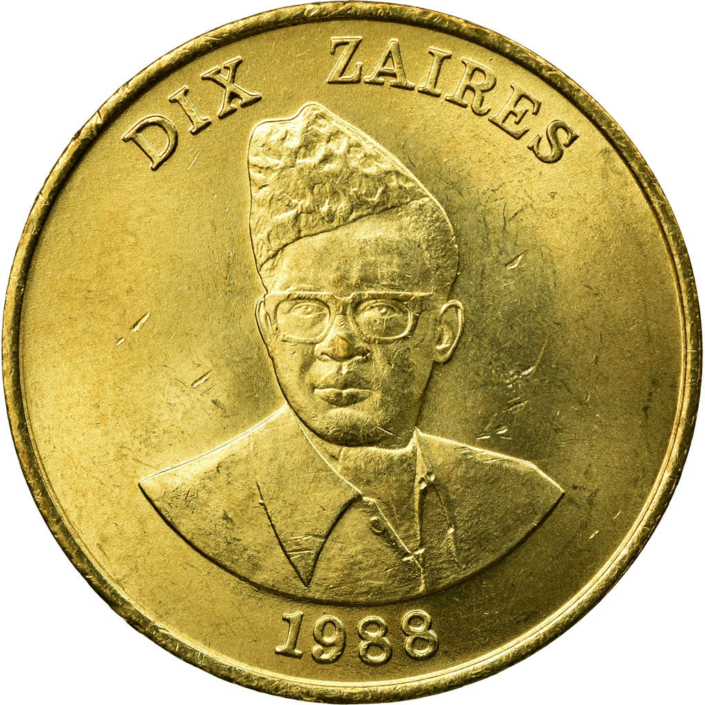 Coin, Zaire, 10 Zaïres, 1988, EF(40-45), Brass, KM:19
