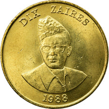 Coin, Zaire, 10 Zaïres, 1988, EF(40-45), Brass, KM:19