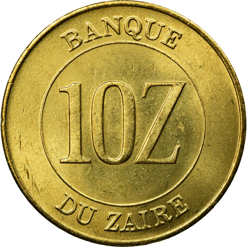 Coin, Zaire, 10 Zaïres, 1988, EF(40-45), Brass, KM:19