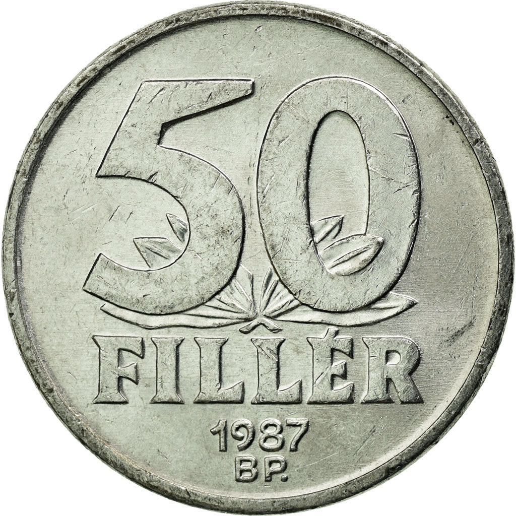 Coin, Hungary, Elizabeth Bridge in Budapest, 50 Fillér, 1987, Budapest