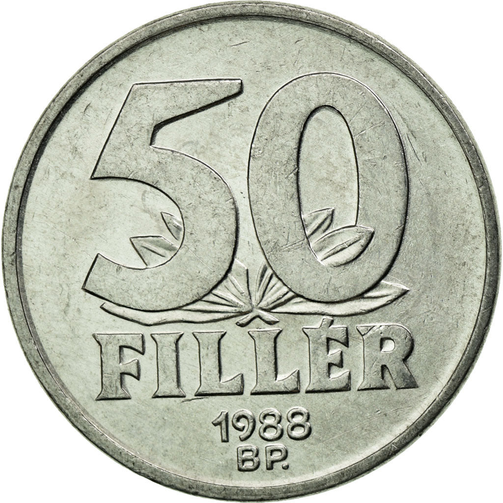 Coin, Hungary, Elizabeth Bridge in Budapest, 50 Fillér, 1988, Budapest