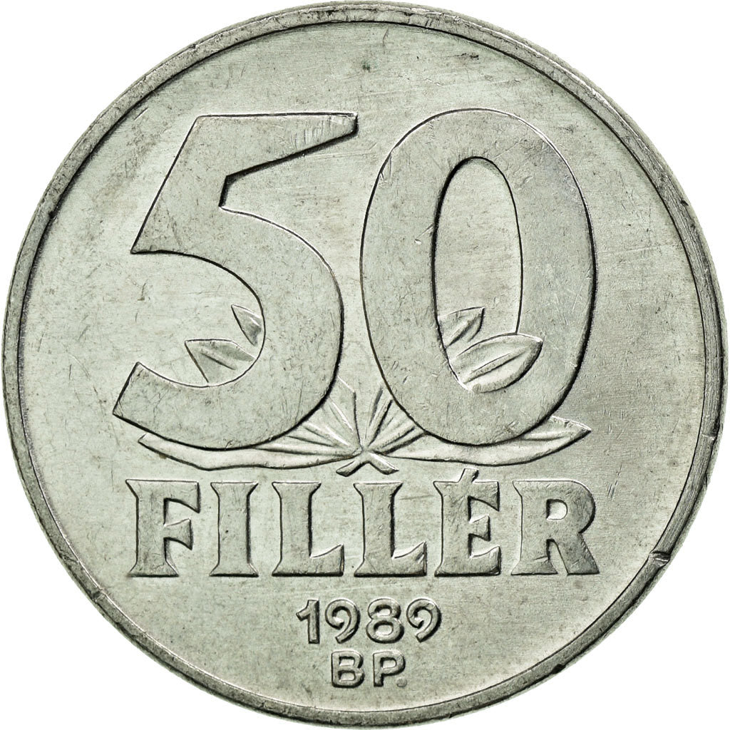 Coin, Hungary, Elizabeth Bridge in Budapest, 50 Fillér, 1989, Budapest