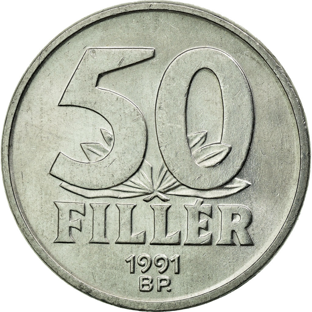 Coin, Hungary, Elizabeth Bridge in Budapest, 50 Fillér, 1991, Budapest