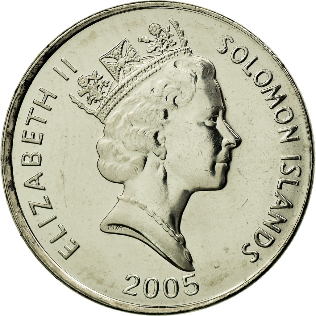 Coin, Solomon Islands, Elizabeth II, 10 Cents, 2005, AU(55-58), Nickel plated