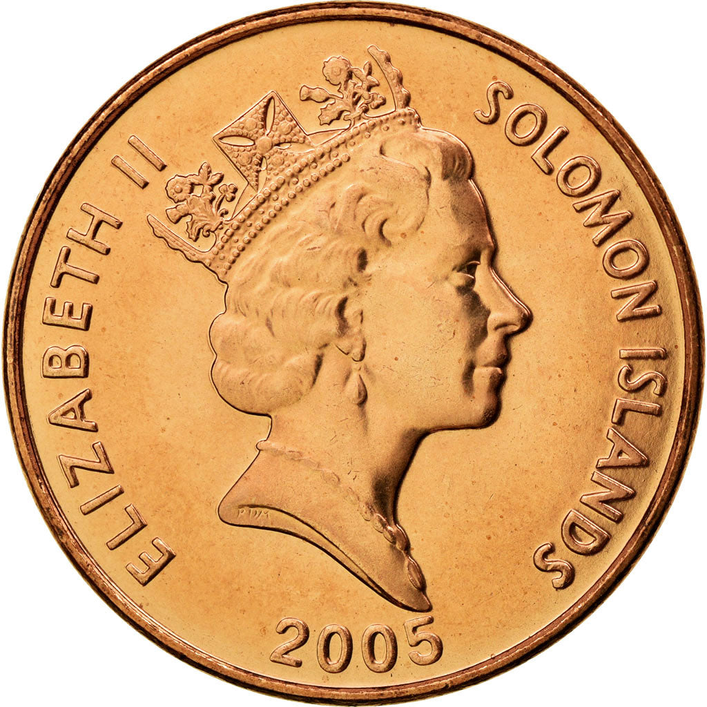 Coin, Solomon Islands, Elizabeth II, 2 Cents, 2005, MS(63), Bronze Plated Steel