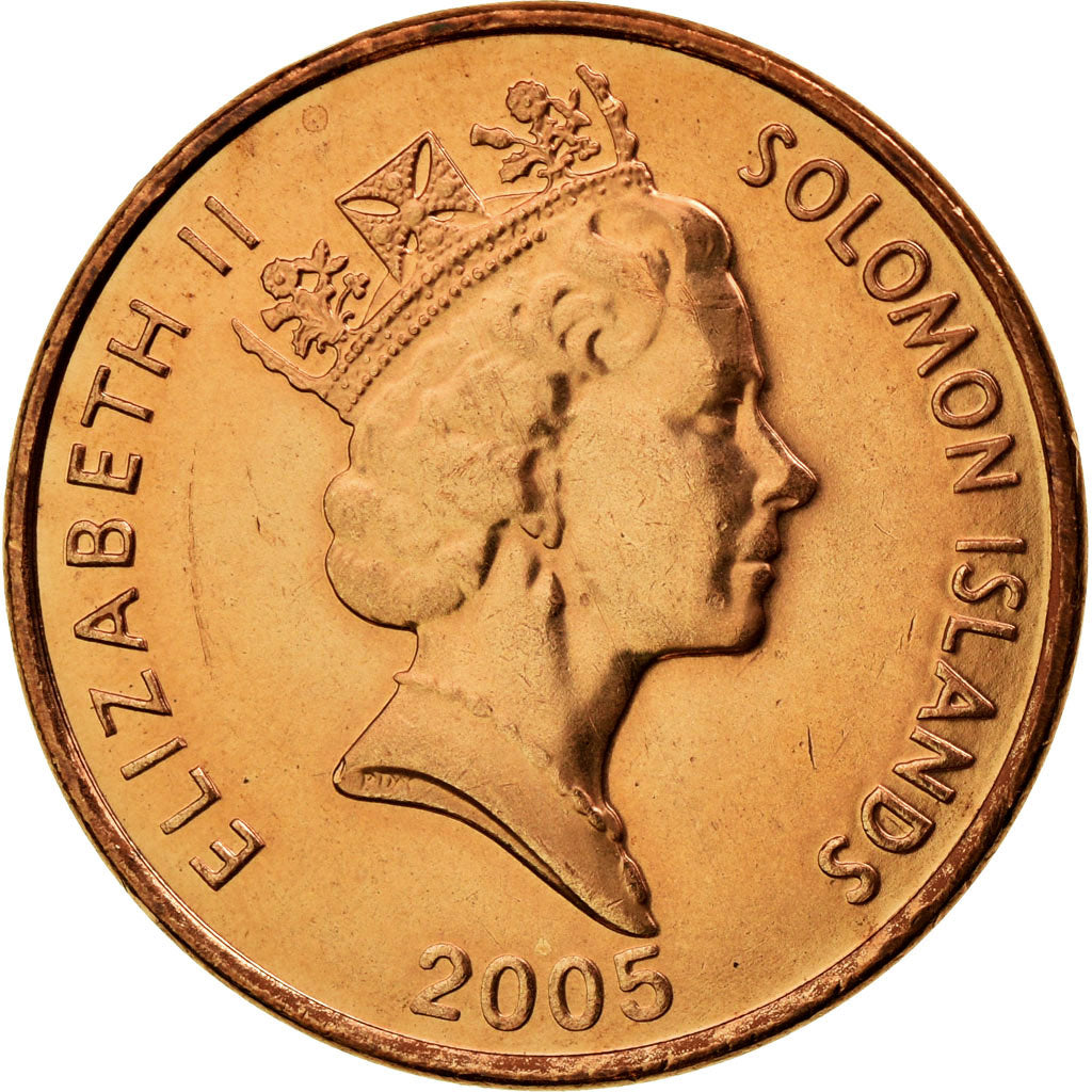 Coin, Solomon Islands, Elizabeth II, Cent, 2005, AU(55-58), Bronze Plated Steel