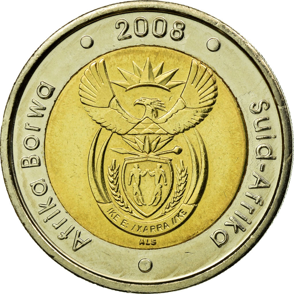 Coin, South Africa, 5 Rand, 2008, Pretoria, AU(55-58), Bi-Metallic, KM:446