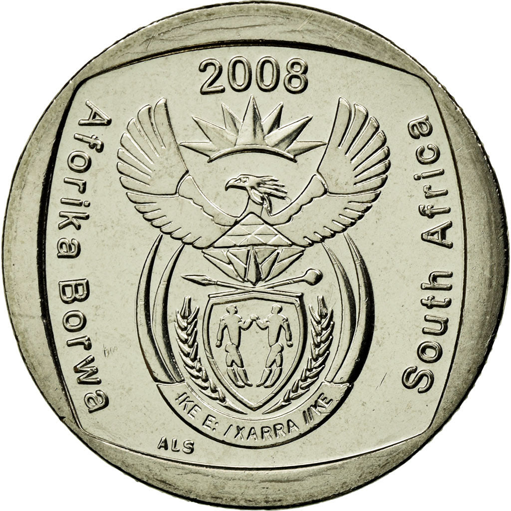 Coin, South Africa, 2 Rand, 2008, Pretoria, MS(63), Nickel Plated Copper, KM:445