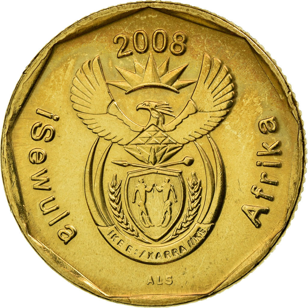 Münze, Südafrika, 20 Cents, 2008, Pretoria, VZ, Bronze Plated Steel, KM:442