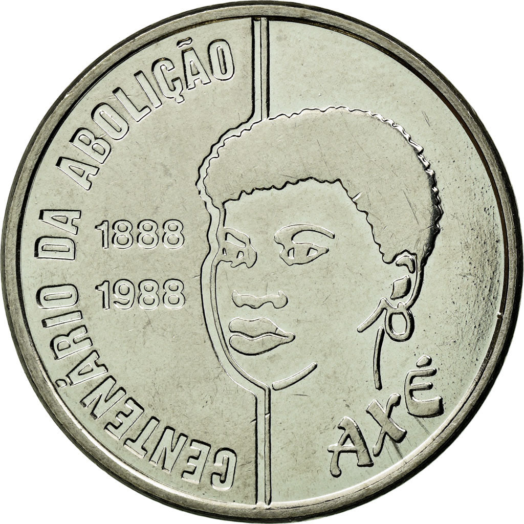 Moneta, Brasile, Abolition of Slavery Centennial - Female, 100 Cruzados, 1988