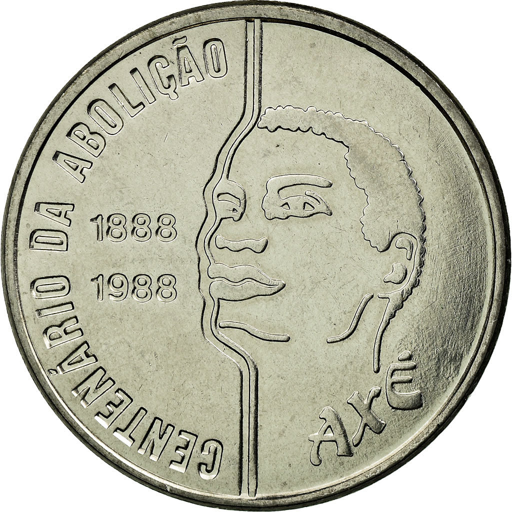 Moeda, Brasil, Abolition of Slavery Centennial - Male, 100 Cruzados, 1988