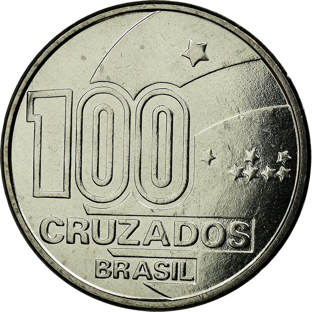 Coin, Brazil, Abolition of Slavery Centennial - Male, 100 Cruzados, 1988