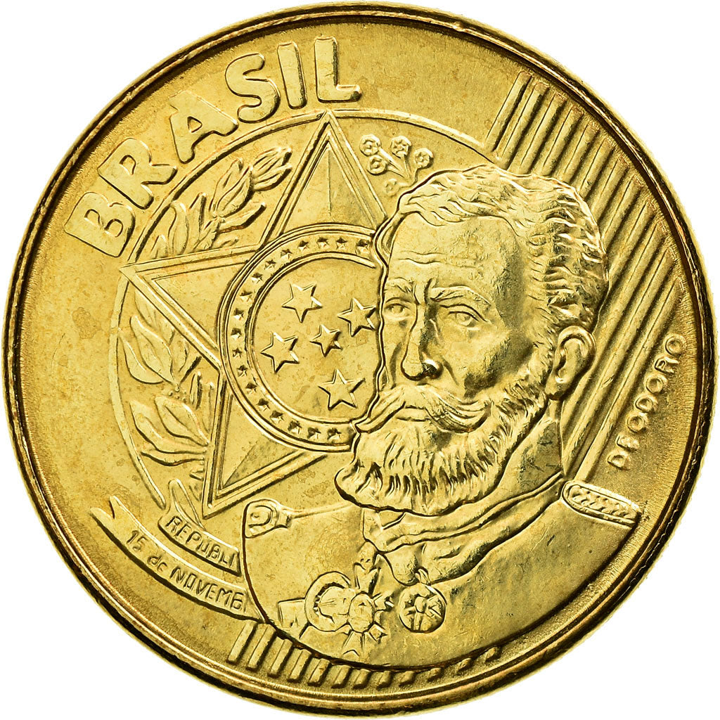 Coin, Brazil, 25 Centavos, 2008, MS(63), Bronze Plated Steel, KM:650