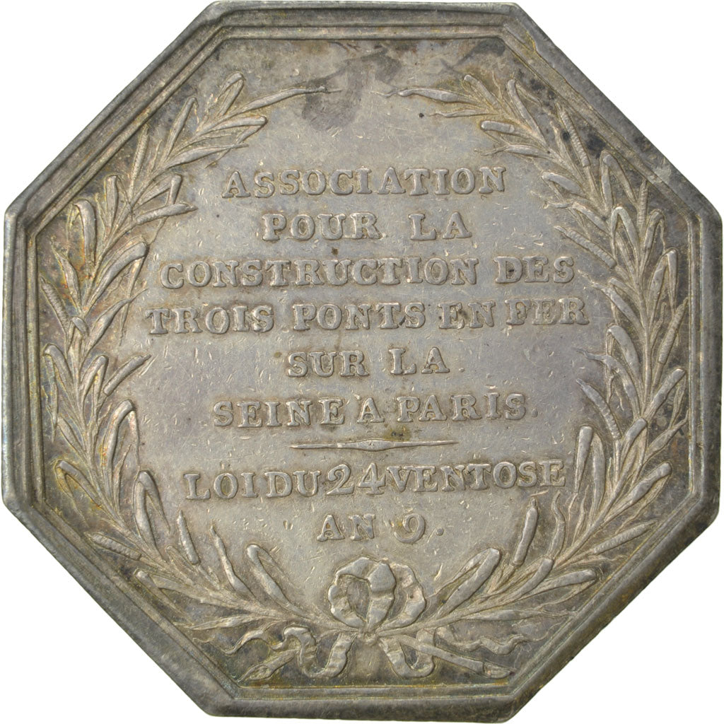 France, The French Revolution, Token, 1801, AU(55-58), Tiolier, Silver, 19.09