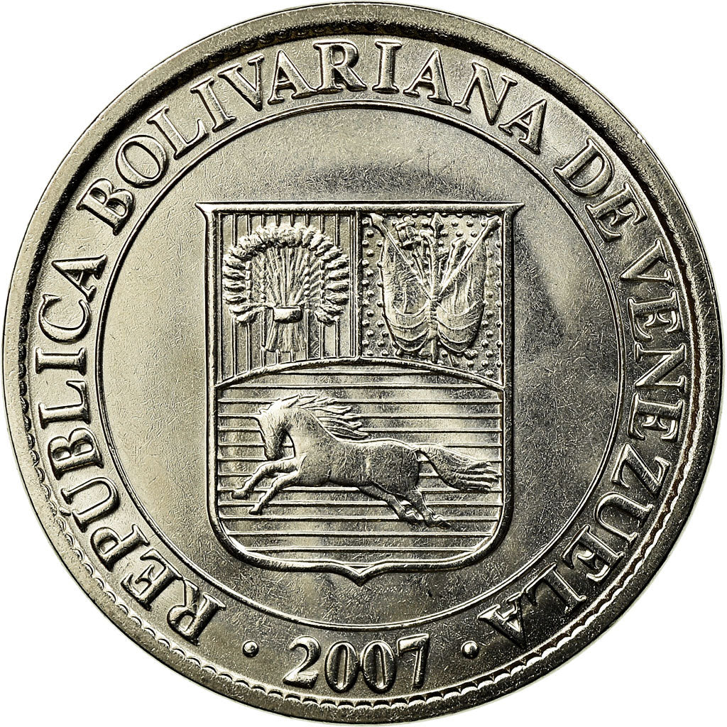 Moeda, Venezuela, 12-1/2 Centimos, 2007, Maracay, AU(55-58), Aço Niquelado
