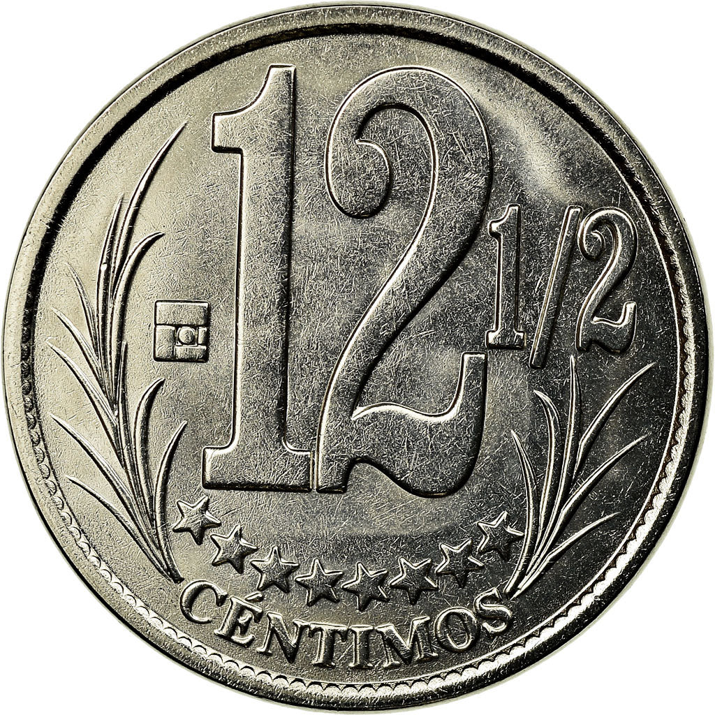 Moeda, Venezuela, 12-1/2 Centimos, 2007, Maracay, AU(55-58), Aço Niquelado