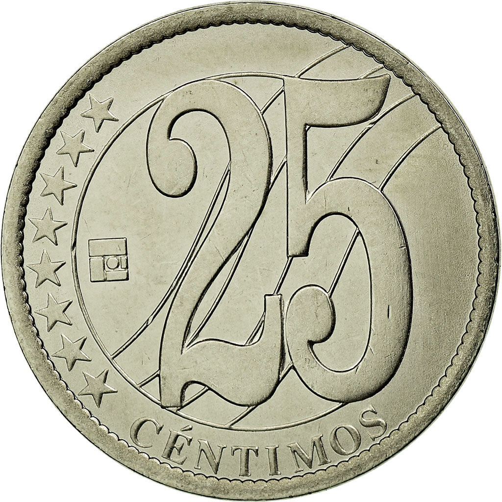 Moneta, Venezuela, 25 Centimos, 2007, Maracay, EF(40-45), Nickel platerowany