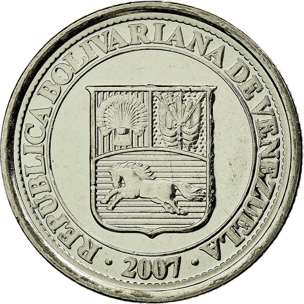Coin, Venezuela, 10 Centimos, 2007, Maracay, AU(55-58), Nickel plated steel