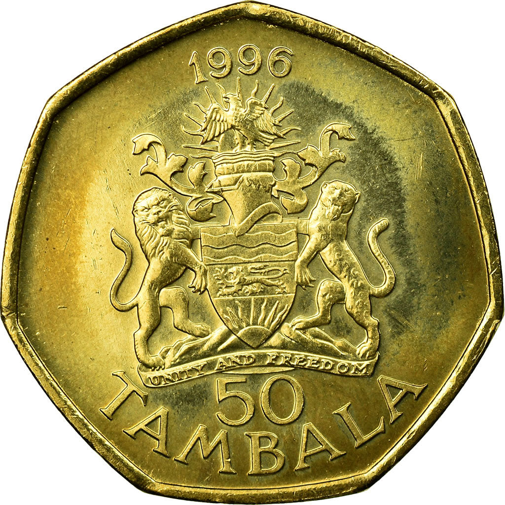 Coin, Malawi, 50 Tambala, 1996, EF(40-45), Brass plated steel, KM:30