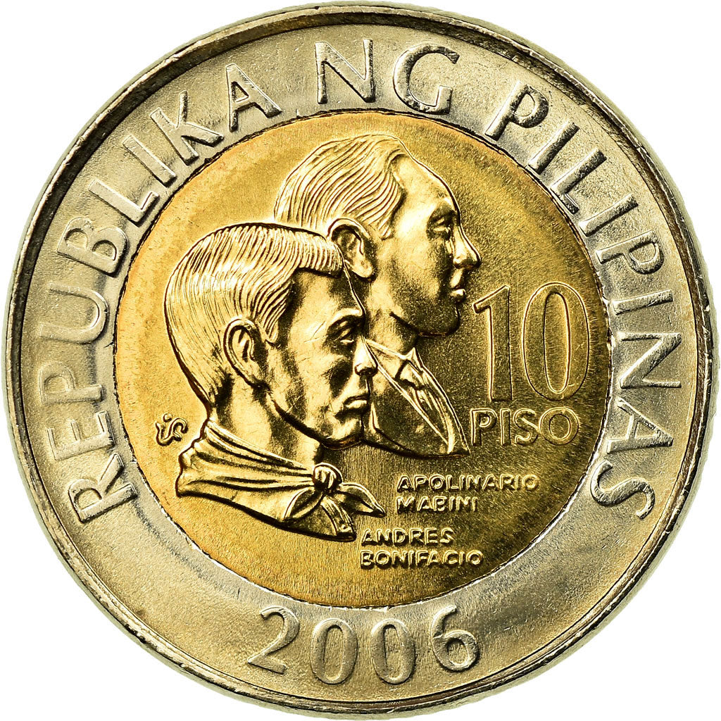 Coin, Philippines, 10 Piso, 2006, Manila, AU(55-58), Bi-Metallic, KM:278
