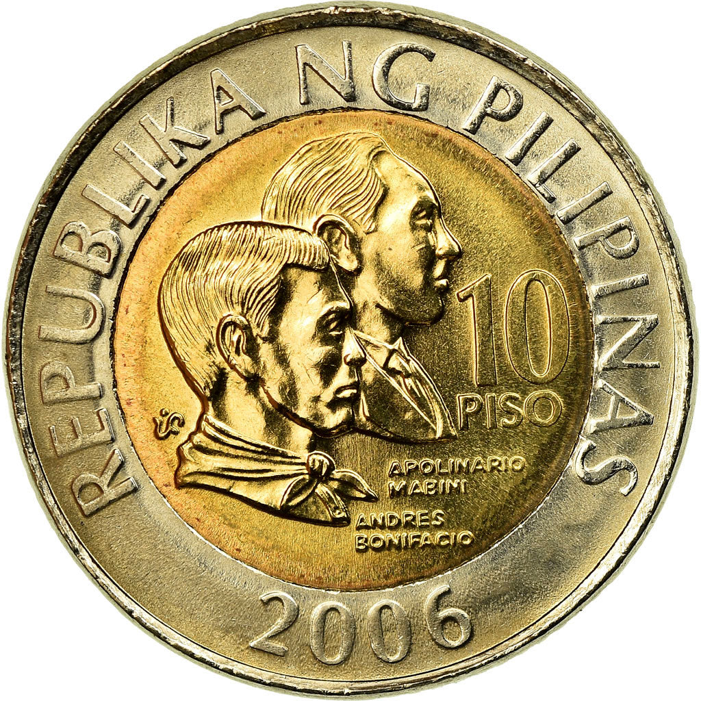 Coin, Philippines, 10 Piso, 2006, Manila, AU(55-58), Bi-Metallic, KM:278