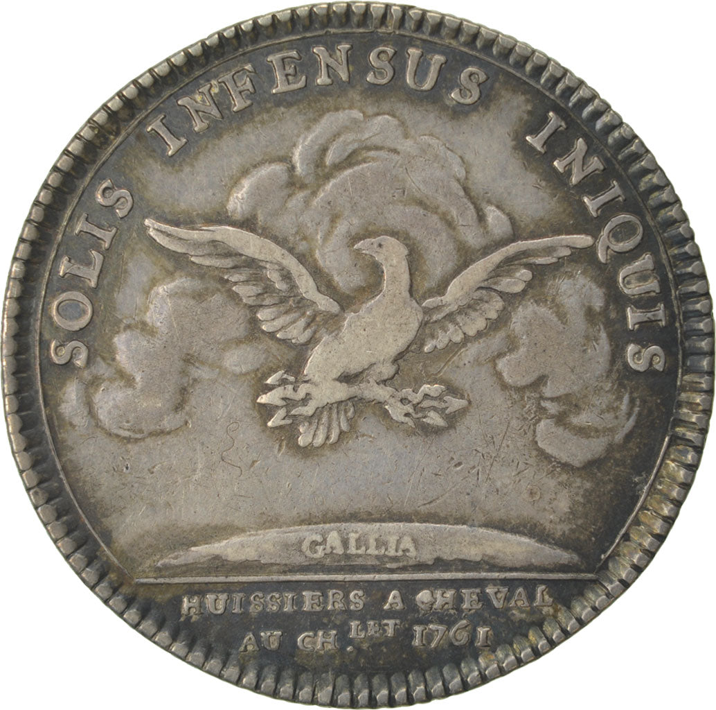France, Justice, Token, 1761, EF(40-45), Silver, Feuardent #3320, 8.00