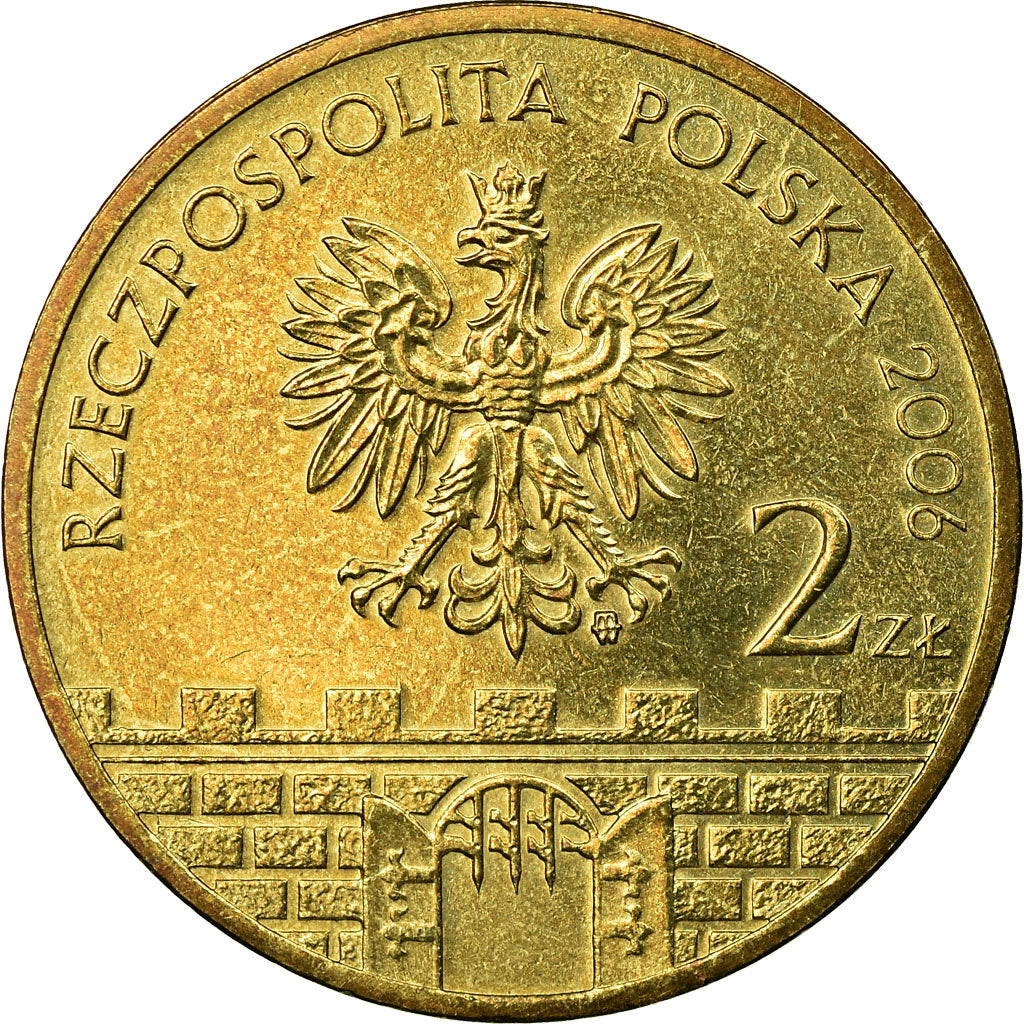Moneda, Polonia, Castle Zagan, 2 Zlote, 2006, Warsaw, MBC, Latón, KM:569