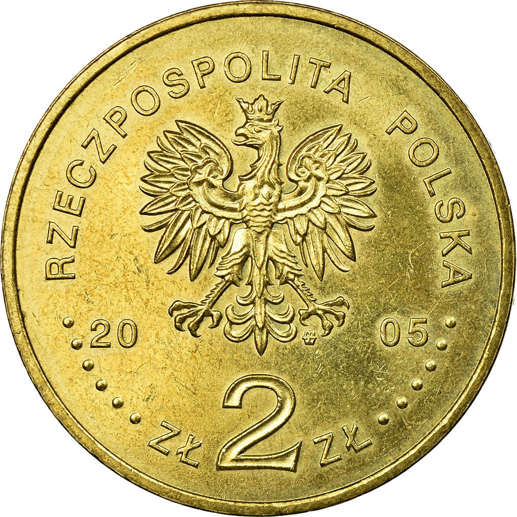 Moneda, Polonia, 60th Anniversary of WWII, 2 Zlote, 2005, Warsaw, MBC, Latón