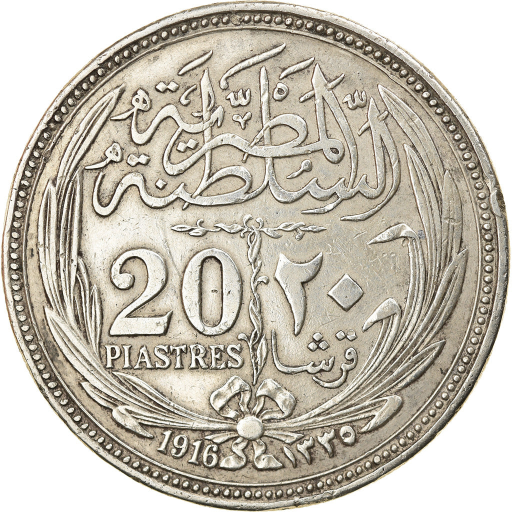 Coin, Egypt, Hussein Kamil, 20 Piastres, 1916, EF(40-45), Silver, KM:321