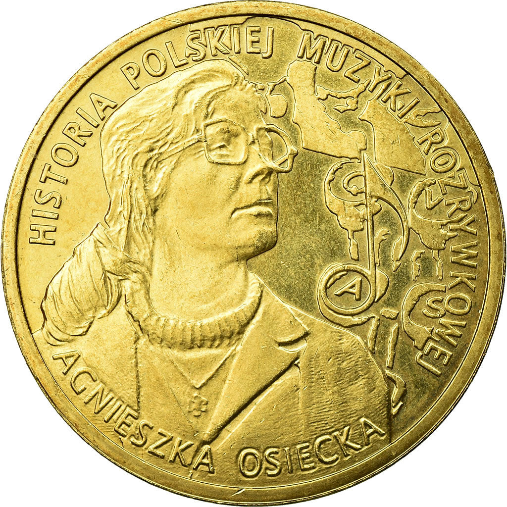 Coin, Poland, History of Polish Popular Music - Agniezka Osiecka, 2 Zlotych