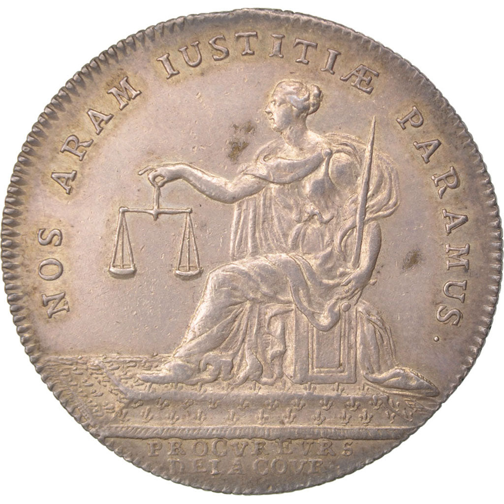 France, Justice, Token, 1713, AU(55-58), Silver, Feuardent #9233, 8.34