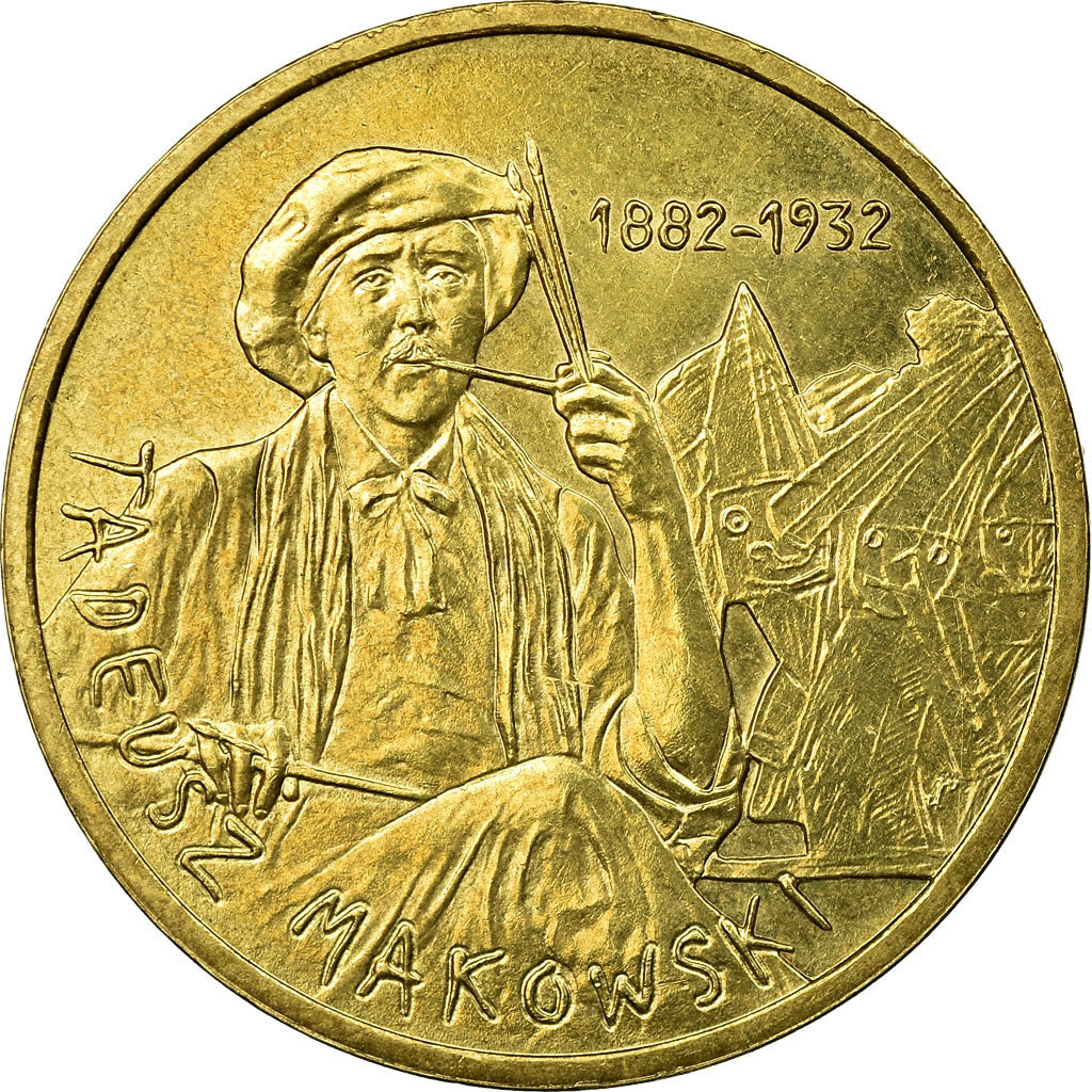 Moneda, Polonia, Painter Tadeusz Makowski, 2 Zlote, 2005, Warsaw, MBC+, Latón